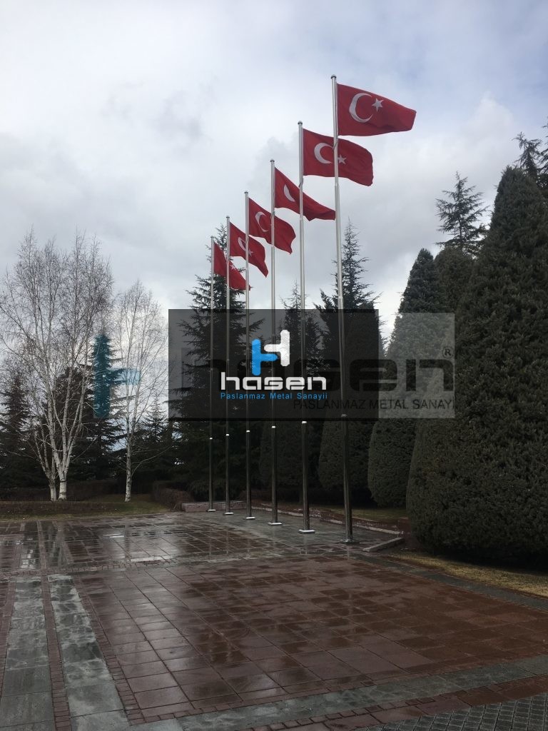Çankaya Köşkü 12 metre paslanmaz bayrak direği motorlu
